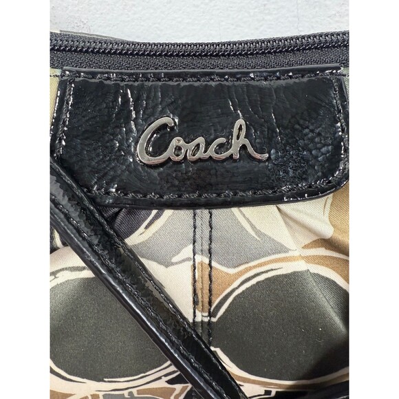 COACH Purse crossbody bag Black Gray and tan C Pattern Small Purse Hang Tag - Picture 7 of 15